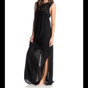 Roxy black maxi dress with macramé top